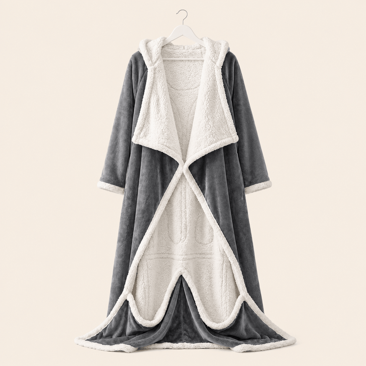 Plaid chauffant gris PlaidCozy – modèle mains libres