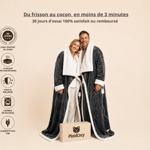 Plaid chauffant PlaidCozy gris et noir – chaleur douce et enveloppante